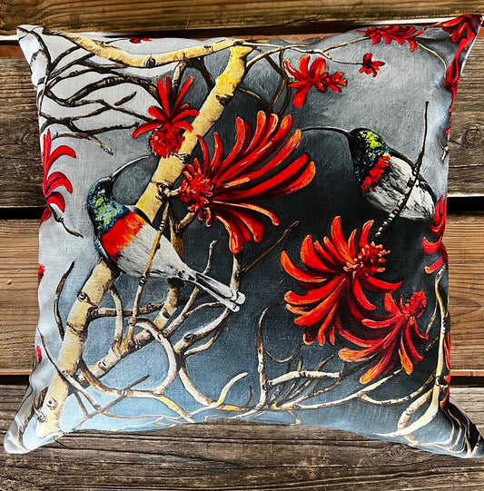 Cushion Cover Coral Sunbirds