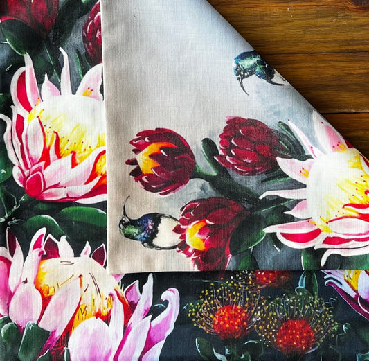 Cushion Cover Grey Pink Protea Sunbird